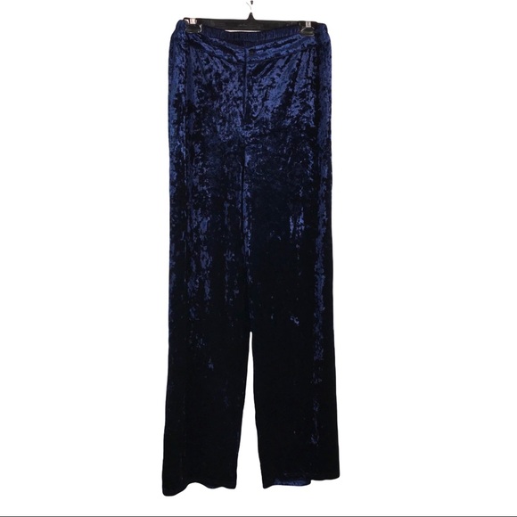 Midnight Blue Crushed Velvet Pants - Picture 1 of 8